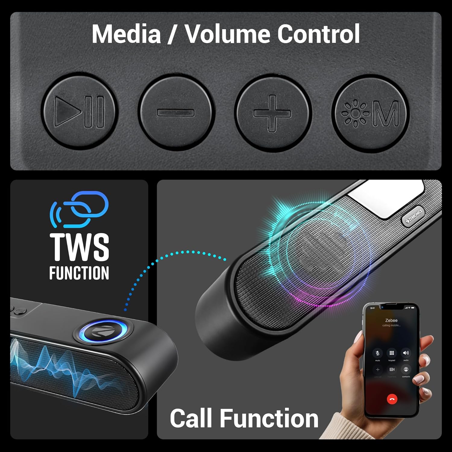 ZEBRONICS Astra 40 Portable Bluetooth Speaker (Black)