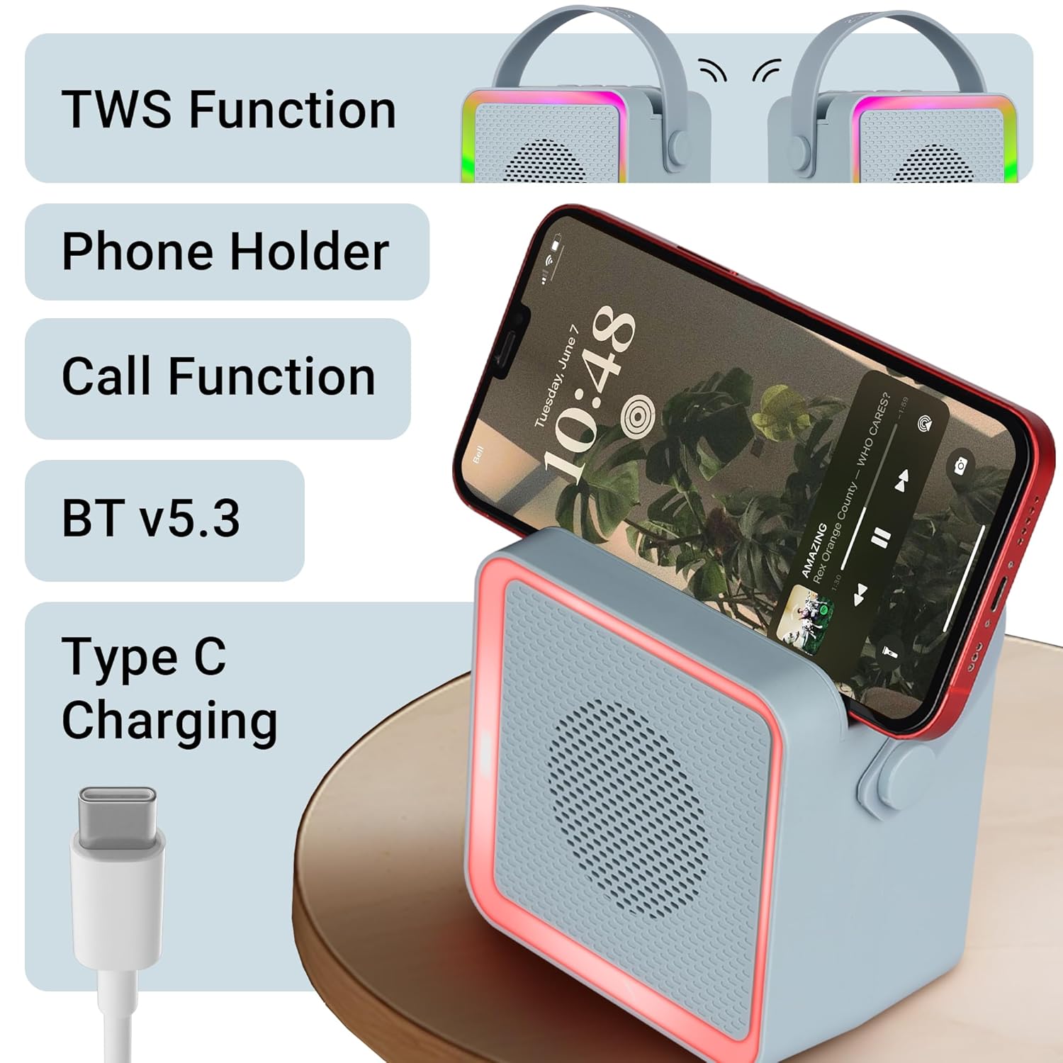 ZEBRONICS County 8, Portable Bluetooth Speaker (Sky Blue)