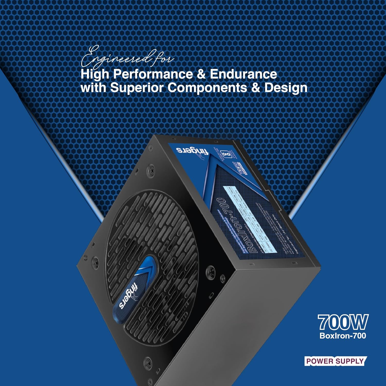 FINGERS BoxIron-700 High-Efficiency Power Supply SMPS with 7 SATA (5-pin) connectors (700 W Power Delivery, 12 cm Cooling Fan, 2000 RPM, 1.2 m Long Power Cable)