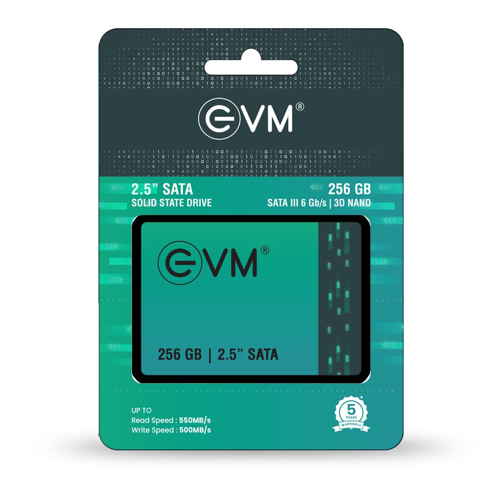 EVM 256GB 2.5-Inch SATA III Internal SSD β 550MB/s Read & 500MB/s Write, 3D NAND, 5-Year Warranty, Laptop & Desktop Solid State Drive (EVM25/256GB)