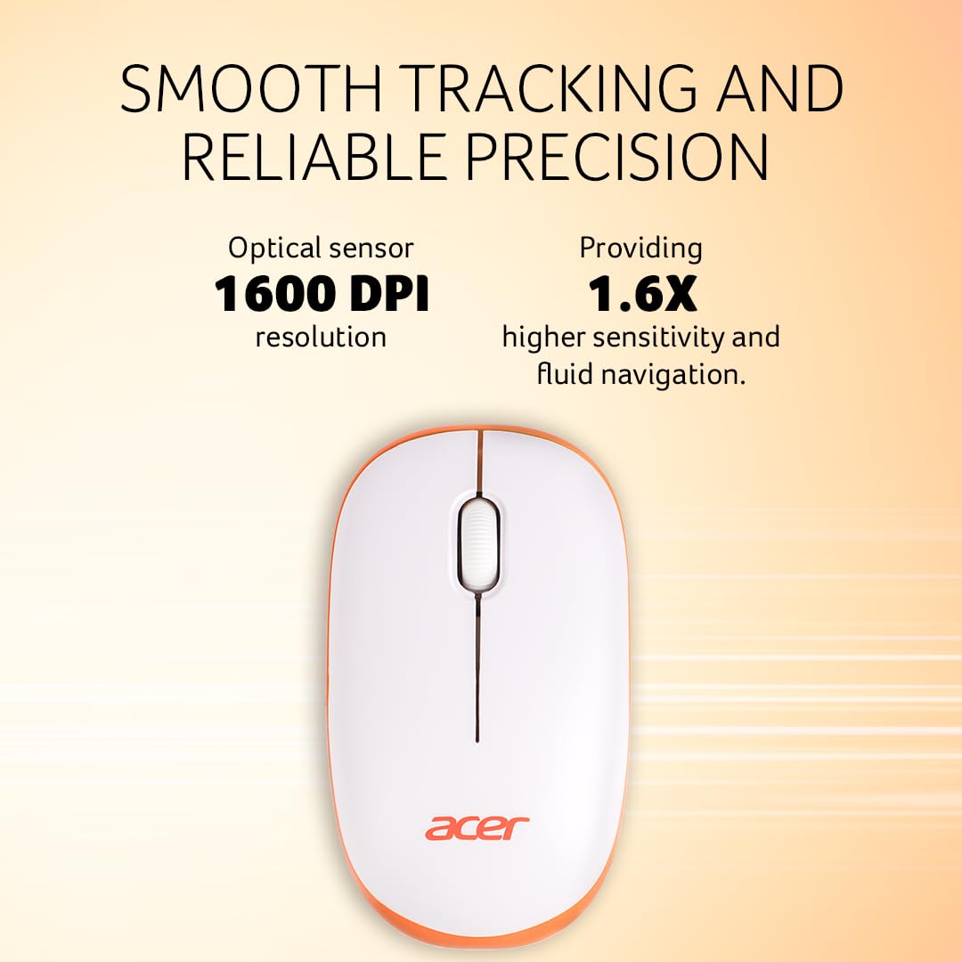 Acer Wireless Mouse (White/Orange)