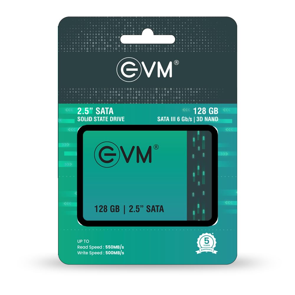 EVM 128GB 2.5-Inch SATA III Internal SSD β 550MB/s Read & 500MB/s Write, 3D NAND, 5-Year Warranty, Laptop & Desktop Solid State Drive (EVM25/128GB)