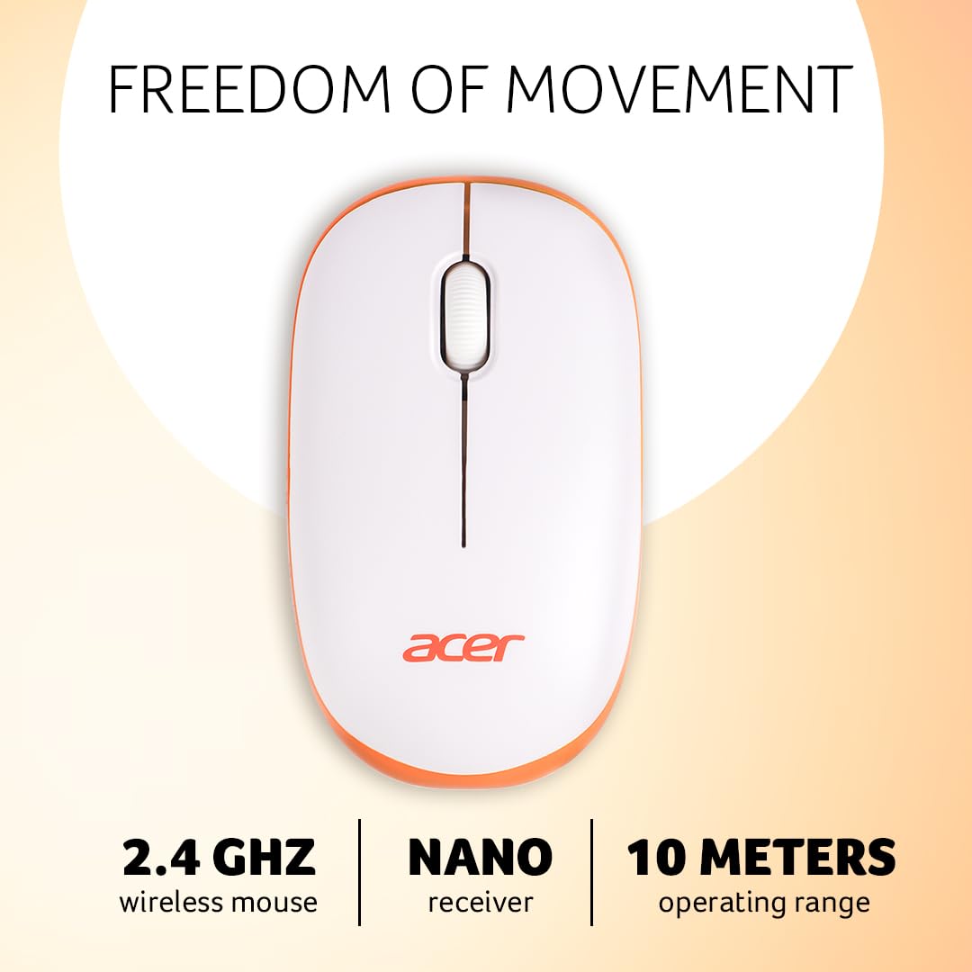 Acer Wireless Mouse (White/Orange)