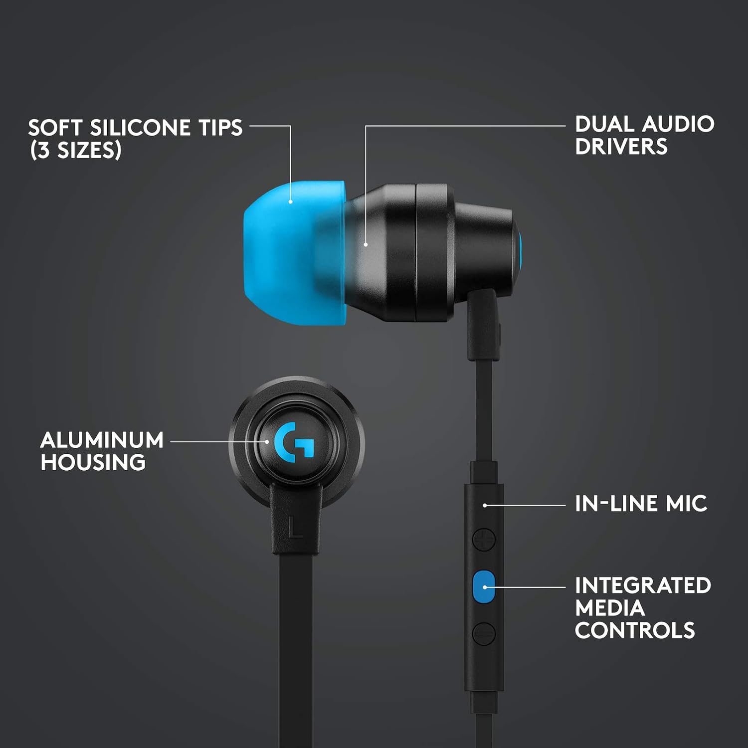Logitech G333 Wired in Ear Earphones with Mic (Black)
