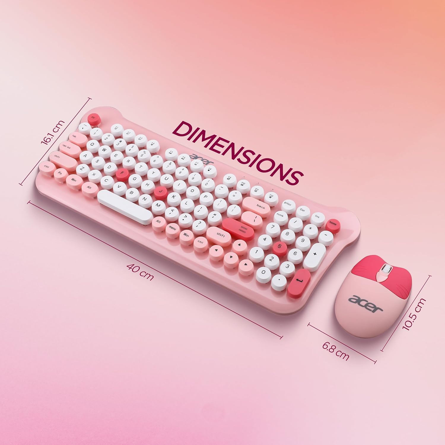 Acer CUTEO 2.4GHz Wireless Keyboard & Mouse Combo (Pink)