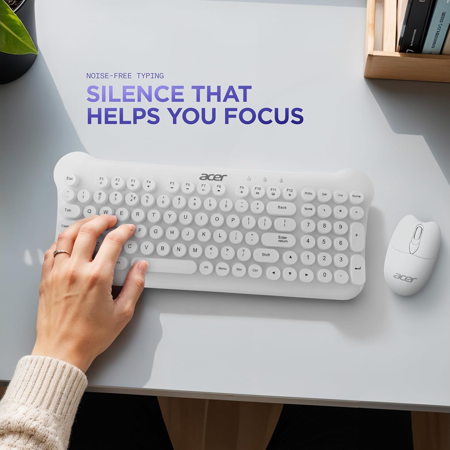 Acer CUTEO 2.4GHz Wireless Keyboard & Mouse Combo (White)