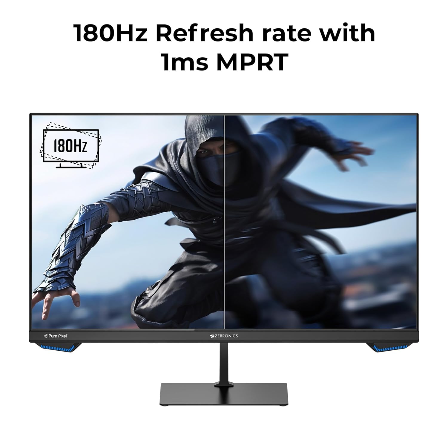 ZEBRONICS N25A 25"(62.3 cm) Gaming Monitor, FHD 1920x1080, IPS-Antiglare Display, 250Nits, 180Hz, 1ms MPRT, HDR10, 99% sRGB | 95% DCI-P3, Adaptive Sync, 1 x DP | 1 x HDMI | 1 x 3.5mm