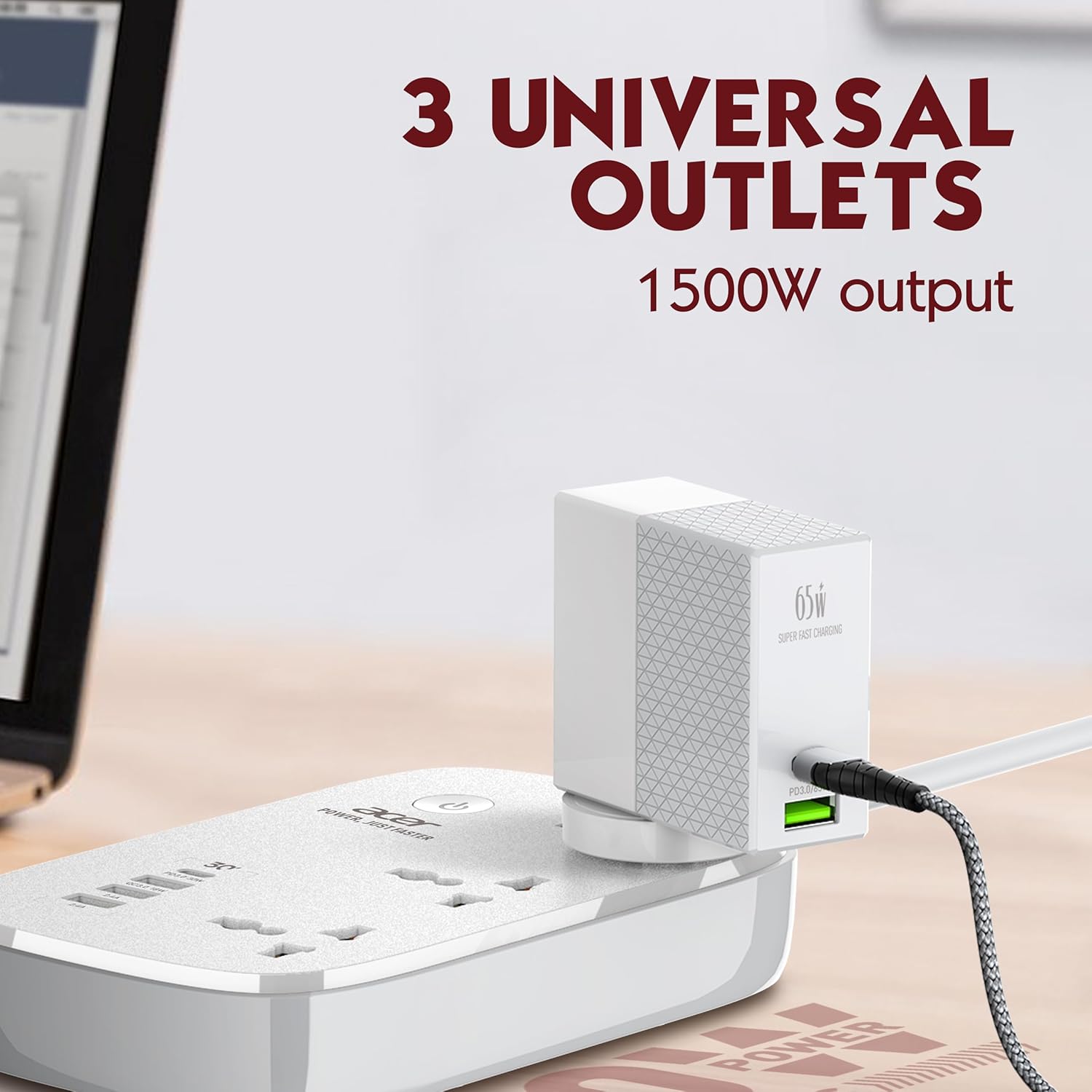 Acer PowerHub Smart | 3 AC Outlets, 4 USB Ports