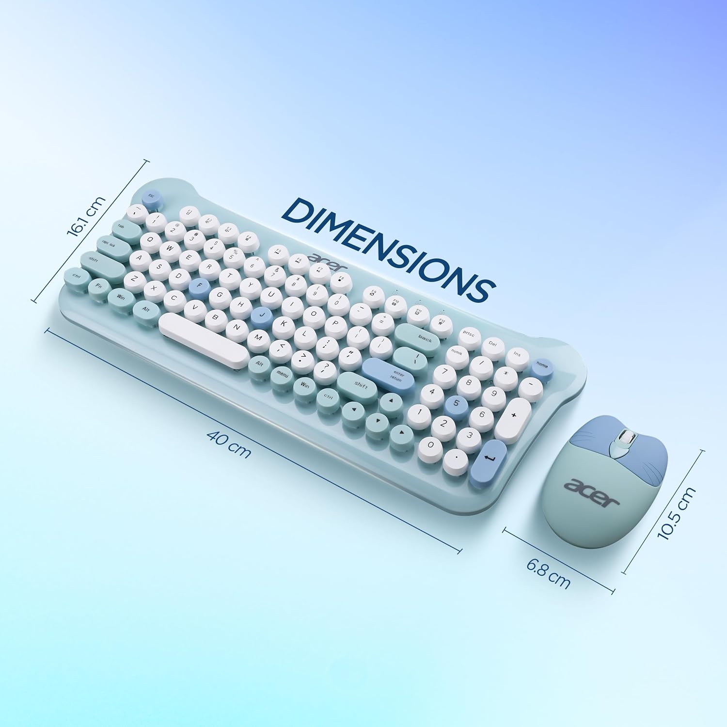 Acer CUTEO 2.4GHz Wireless Keyboard & Mouse Combo (Blue)