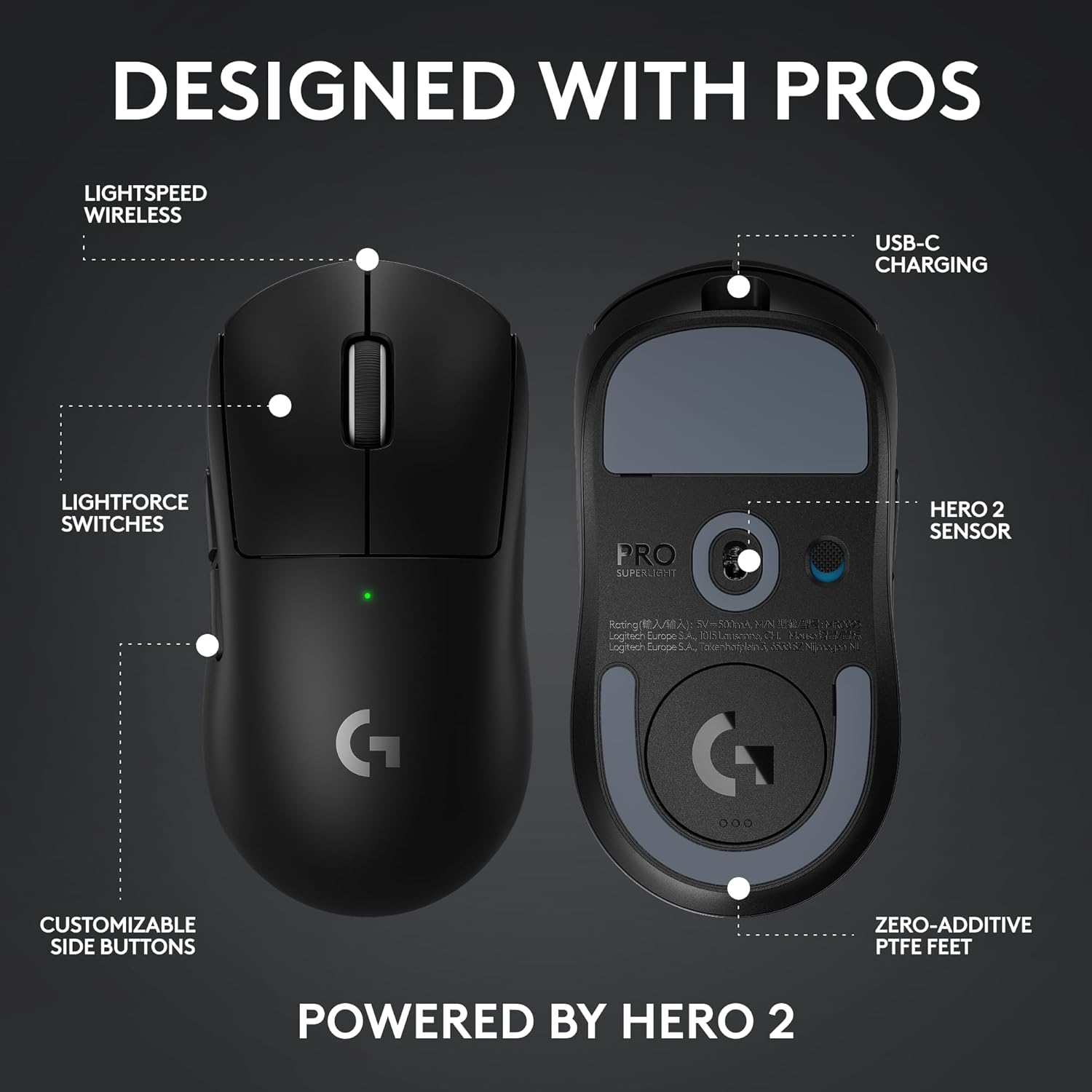 Logitech G PRO X Superlight 2 Lightspeed Wireless Gaming Mouse