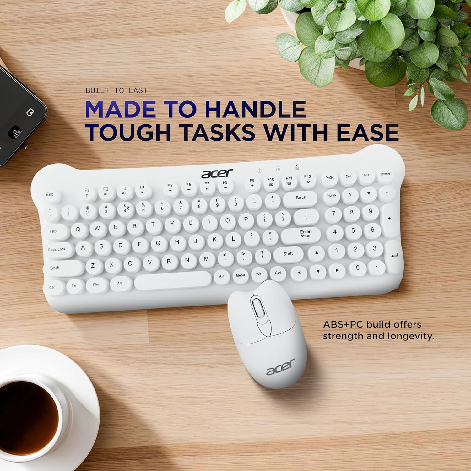 Acer CUTEO 2.4GHz Wireless Keyboard & Mouse Combo (White)