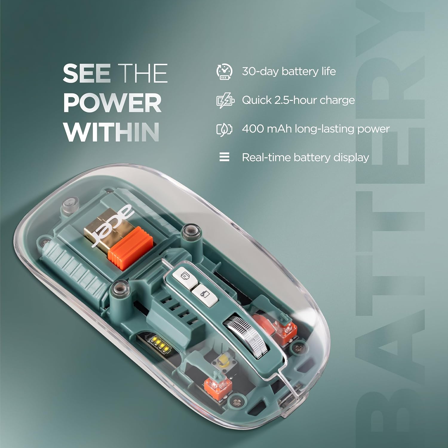 Acer Clearview Transparent Wireless Mouse with Triple-Mode Connectivity