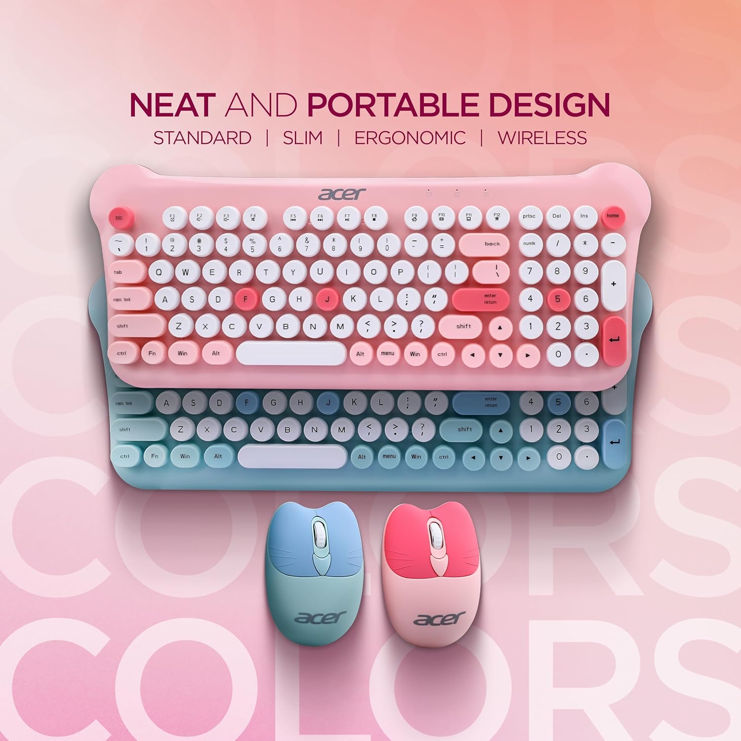 Acer CUTEO 2.4GHz Wireless Keyboard & Mouse Combo (Pink)