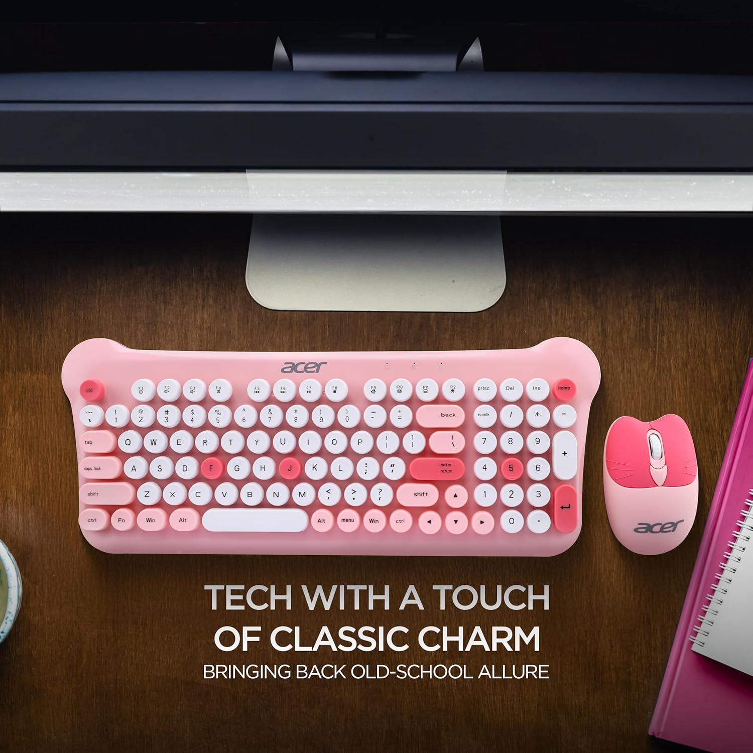 Acer CUTEO 2.4GHz Wireless Keyboard & Mouse Combo (Pink)