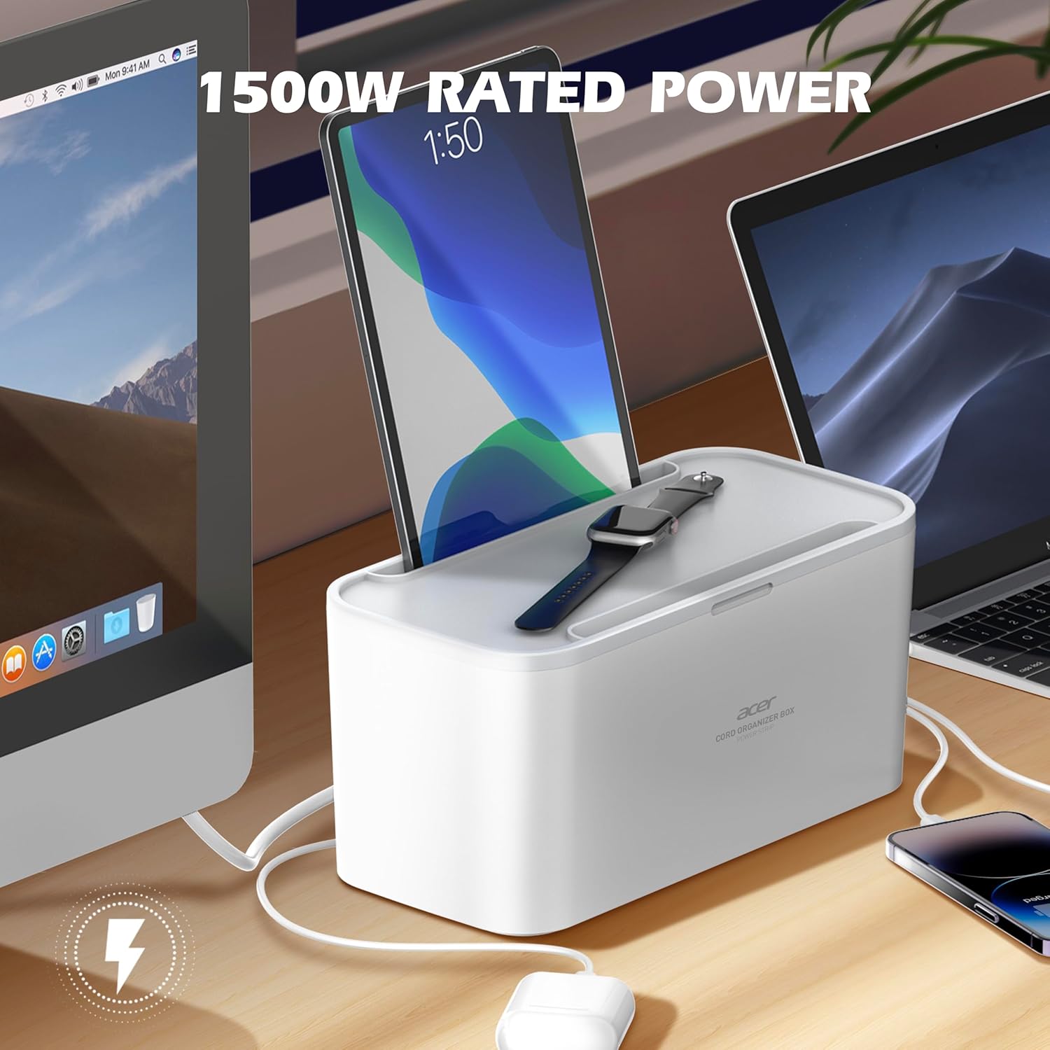 Acer PowerHub Elite Organizer | 3 AC Outlets, 3 USB Ports