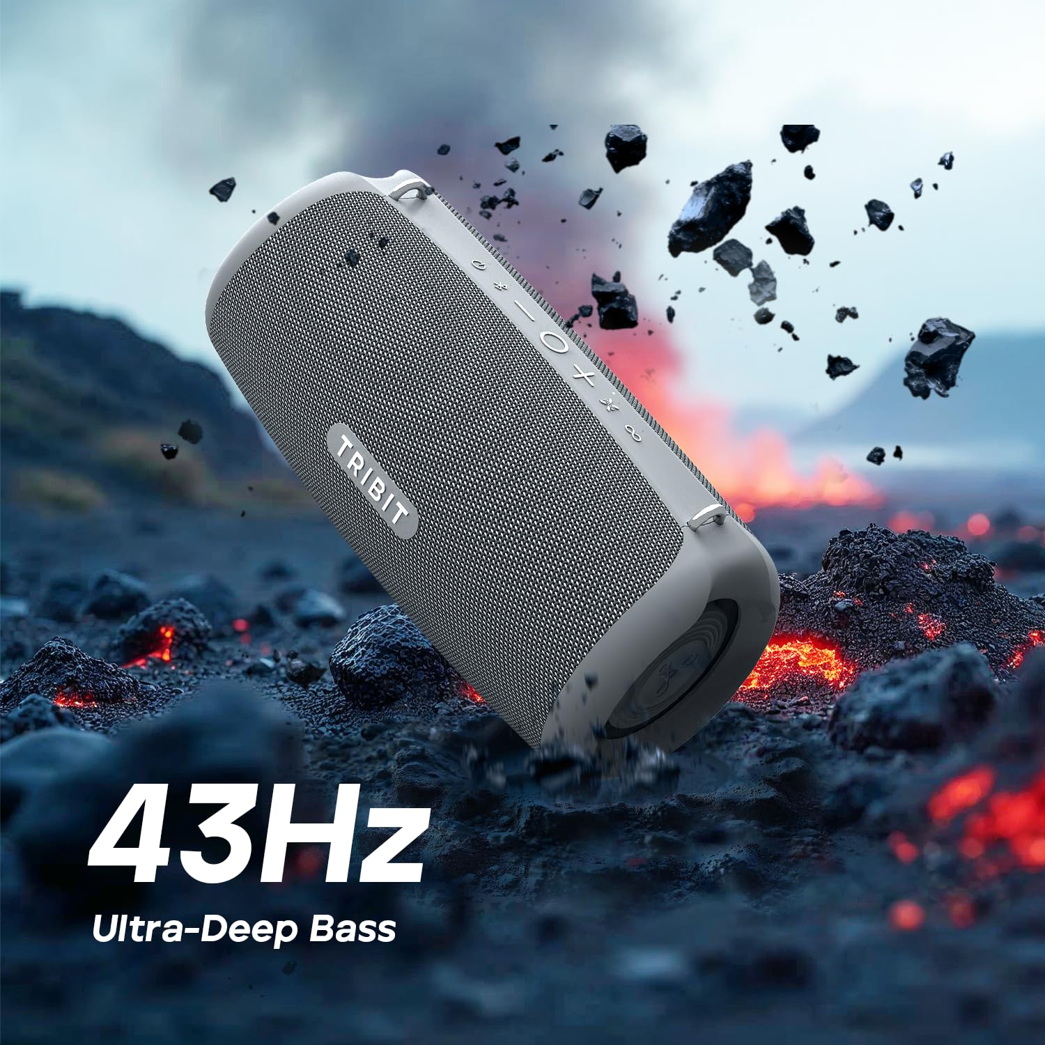 Tribit StormBox Lava Portable Bluetooth Speaker, 80W Loud Wireless Speaker, 24H Playtime, IP67 Waterproof, Bluetooth 5.4, Custom EQ, XBass, Built-in Mic, TWS Pairing for Camping/Beach/Party/Outdoor