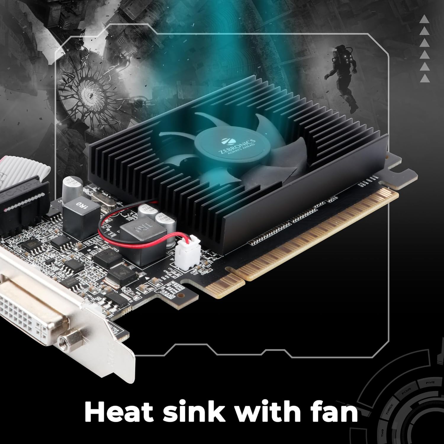 ZEBRONICS Gt610 2Gd3 with Pcie 2.0, Multiconnectivity Hdmi Dvi Vga, High Efficiency, Heatsink with Fan. PCI_e,DDR3_sdram, 2 GB