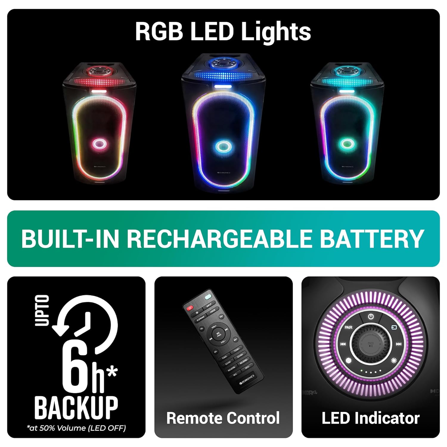 ZEBRONICS ROXOR PRO Party Bluetooth Speaker