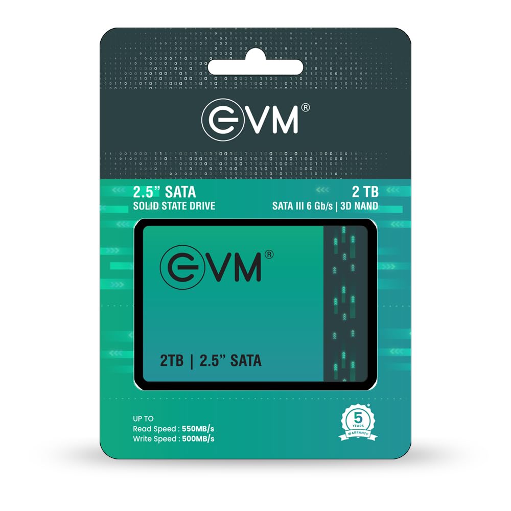 EVM 2TB 2.5-Inch SATA III Internal SSD β 550MB/s Read & 500MB/s Write, 3D NAND, 5-Year Warranty, Laptop & Desktop Solid State Drive (EVM25/2TB)