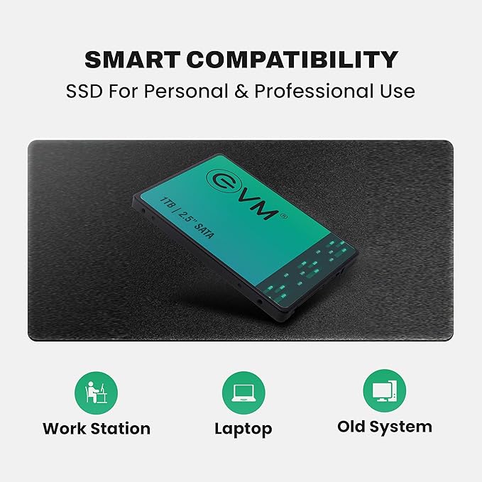 EVM 1TB 2.5 Inch SATA III Internal SSD | Up to 550MB/s Read 500MB/s Write | Laptop Desktop Upgrade Storage | 5 Year Warranty (EVM25/1TB