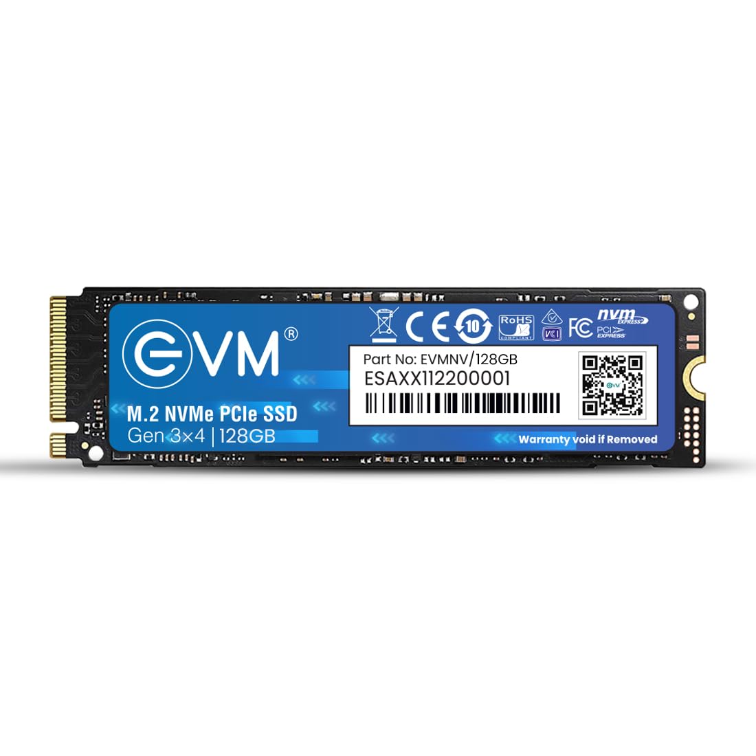 EVM 128GB NVMe Gen 3x4 Internal SSD (2280) – Upto 1800MB/s Read & 700MB/s Write | PCIe 3.0 M.2 Solid State Drive for Gaming, Laptops & Desktops | Shock Resistant & 5-Year Warranty (EVMNV/128GB)