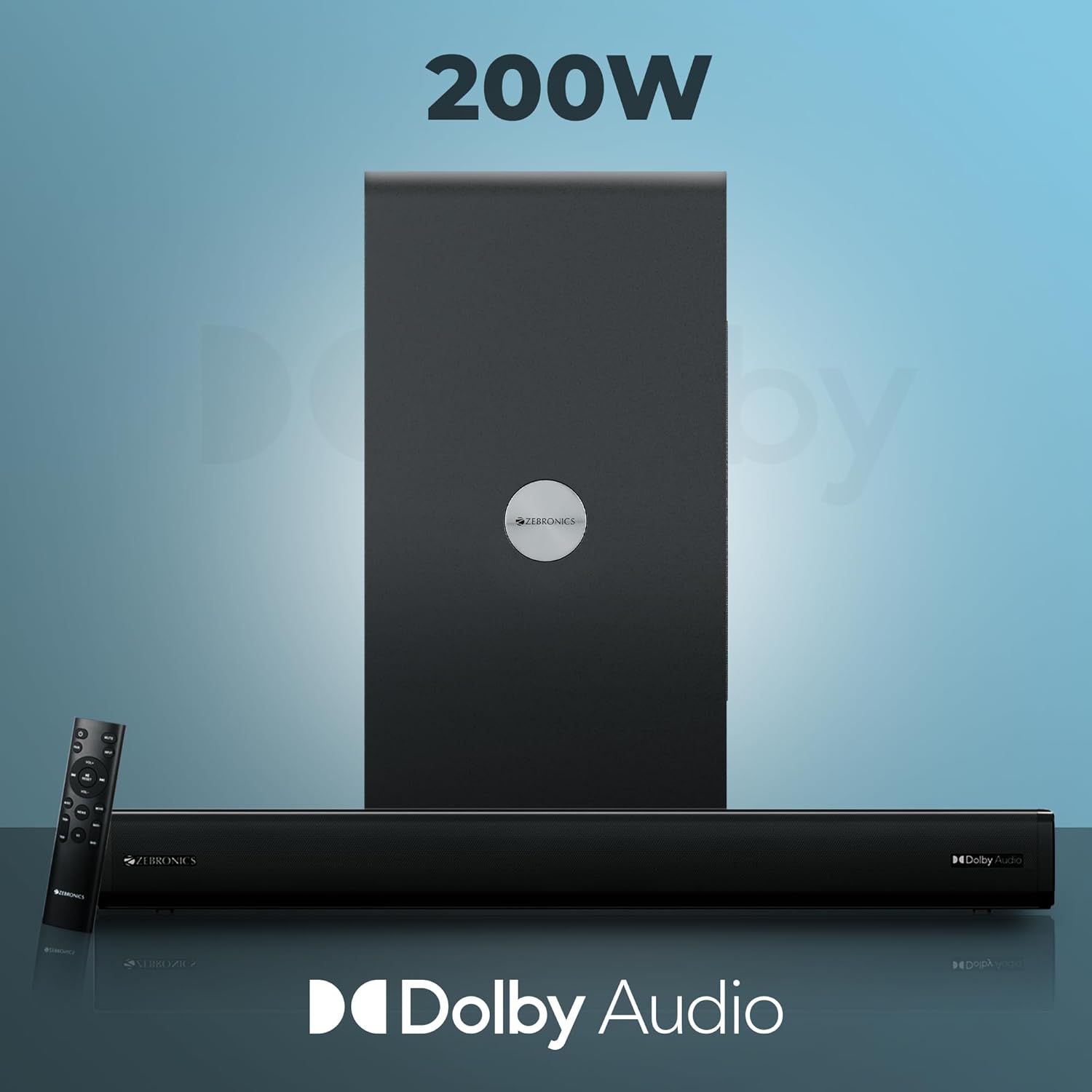 ZEBRONICS JUKE BAR 8700 PRO 200W Dolby Soundbar with Wireless Subwoofer, Supports Bluetooth, HDMI (ARC), AUX, Dolby Audio, LED Display, Wall Mountable, Virtual 5.1 and Dual Driver