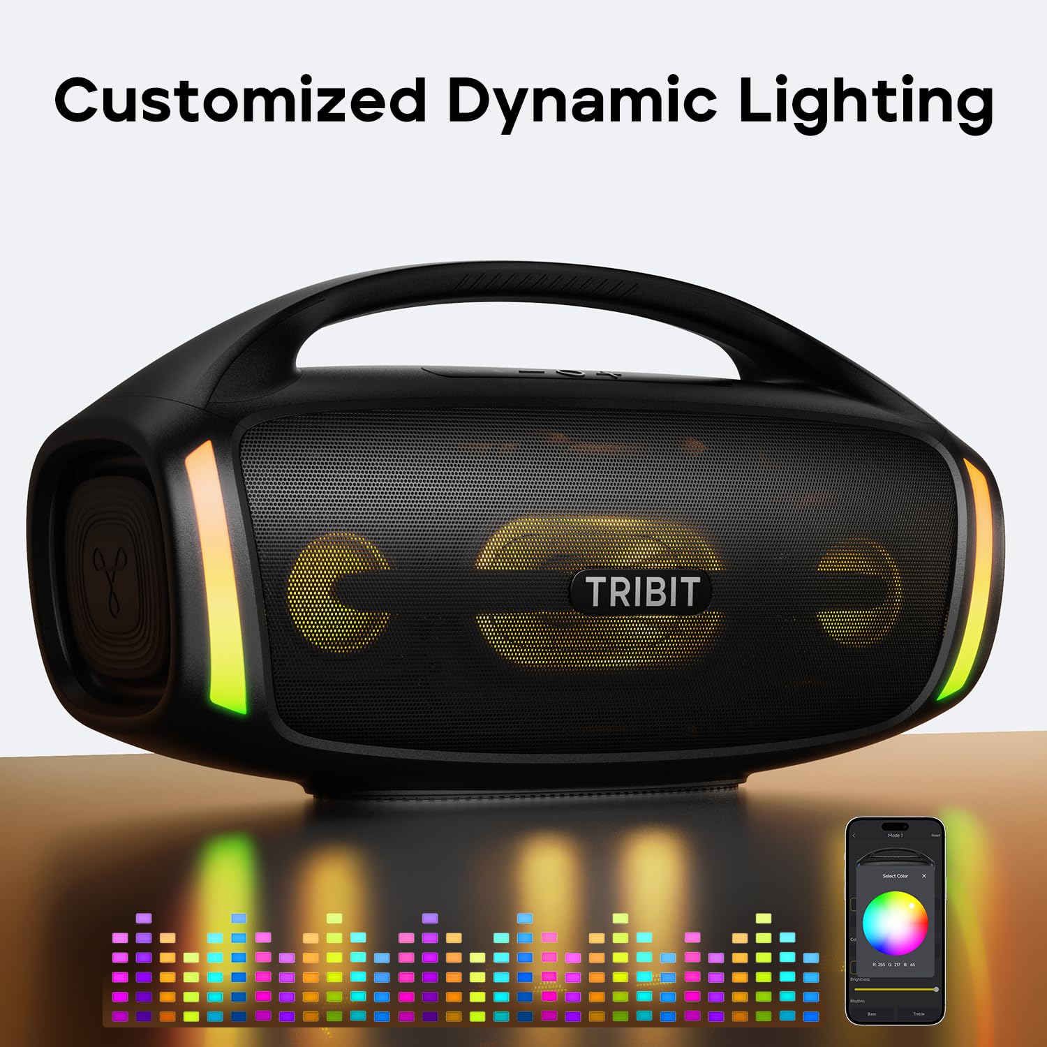 Tribit StormBox Blast 2 Bluetooth Speaker, 200W Portable Speaker with Subwoofer, XBass, LED Lights, Bluetooth 5.4, IP67, Custom EQ, 30H Playtime, Karaoke Function - Perfect for Outdoor Party/Garden