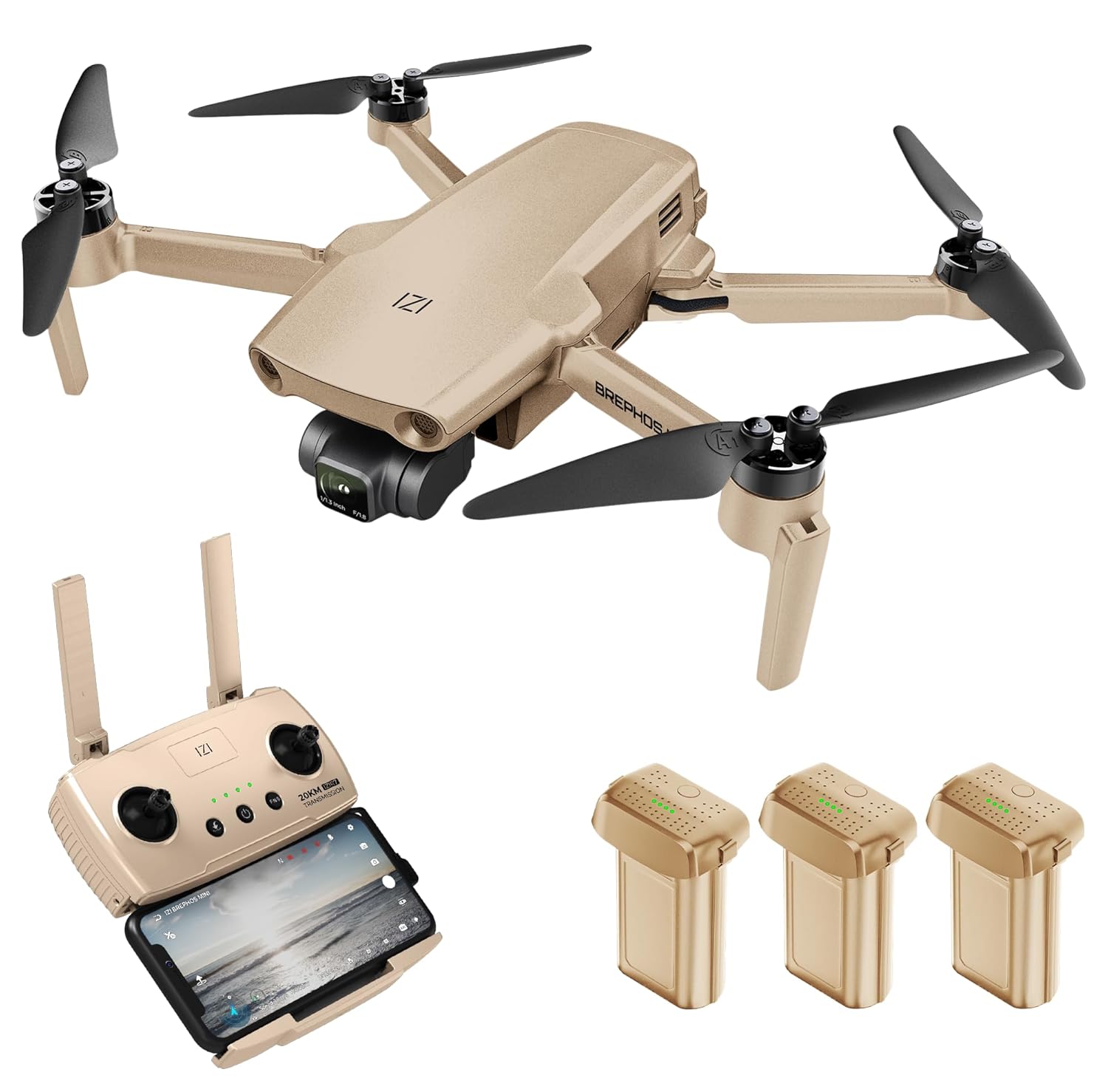 IZI Brephos Mini Nano Drone Combo– Premium Drone with Camera 4K Professional, 48MP Ultra HD Lens, Starlight Night Vision, 3-Axis SteadyFrame Stabilizer, 3 x 3000mAh Long Flight,