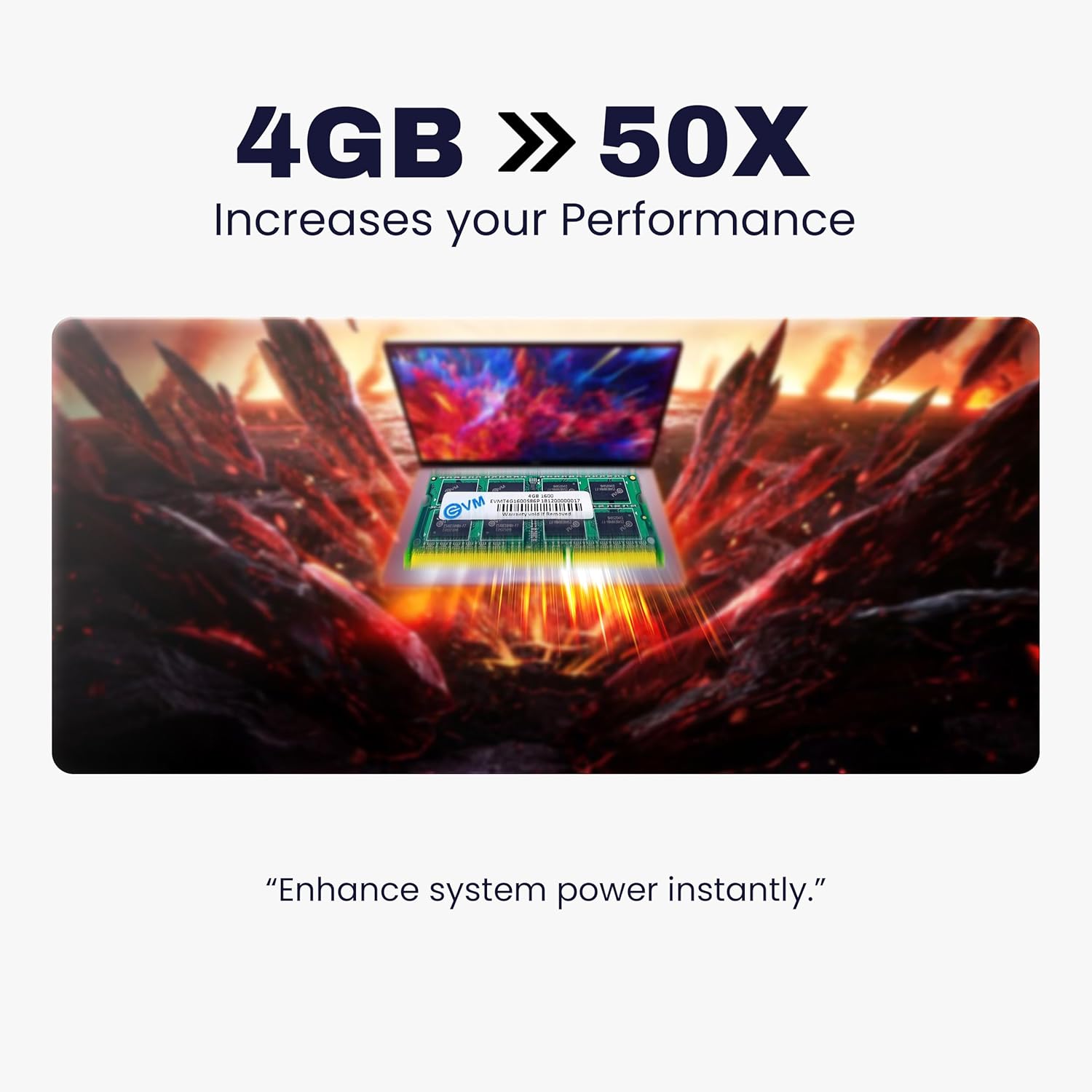 EVM 4GB DDR3 Laptop RAM 1600MHz So-DIMM Memory - High-Speed Performance, Low Voltage Requirement - 10 Year Warranty (EVMT4G1600S86P)