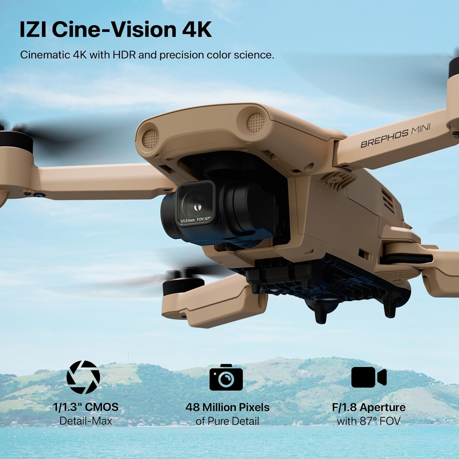 IZI Brephos Mini Nano Drone β Premium Drone with Camera 4K Professional, 48MP Ultra HD Lens, Starlight Night Vision, 3-Axis SteadyFrame Stabilizer, 3000mAh Long Flight,
