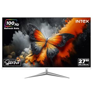 Intex 68.5 CM (27 Inch) Full HD Flat Backlight LED Monitor | IPS Panel, 100Hz Refresh Rate with 1920x1080 Pixels | 5ms Response Time, Framless, Sleek Metal Stand with Built-in Speaker