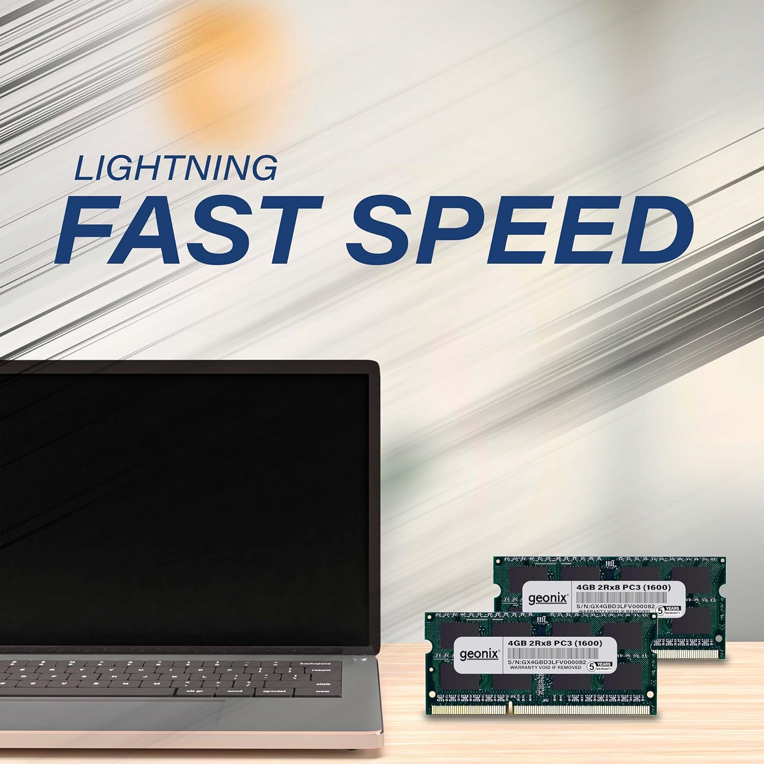 GEONIX 4GB DDR3L 1600 Mhz| Laptop RAM for Standard & Gaming PC | 2Rx8 | 204 Pin | (5 Years Warranty)