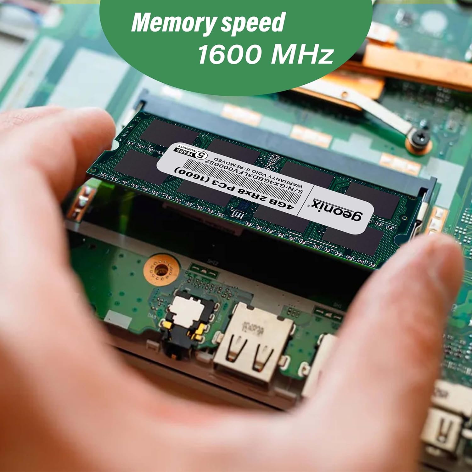 GEONIX 4GB DDR3L 1600 Mhz| Laptop RAM for Standard & Gaming PC | 2Rx8 | 204 Pin | (5 Years Warranty)