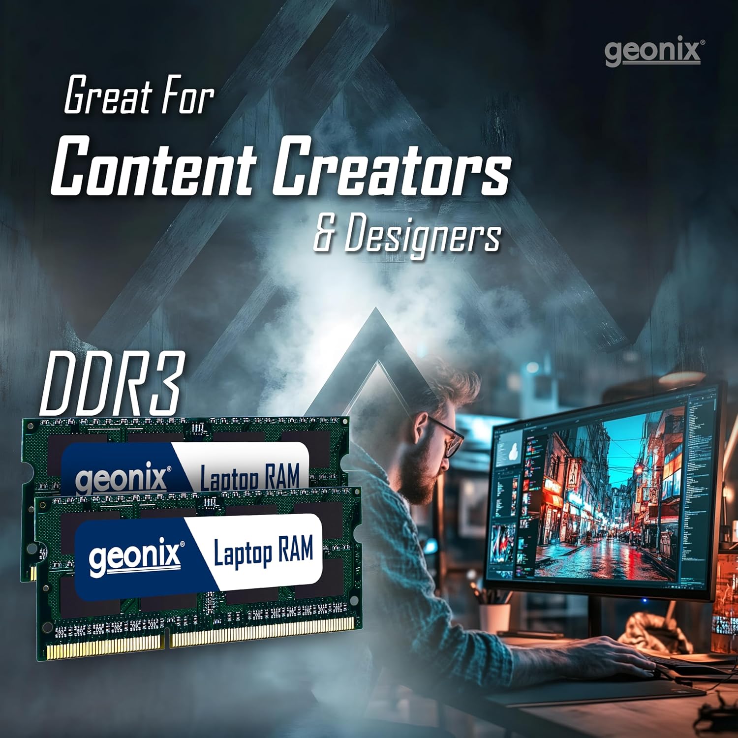 Geonix Laptop RAM, 8 GB DDR3, Frequency-1600 Mhz, (8x2) IC, 204 Pin, 5 Years Warranty