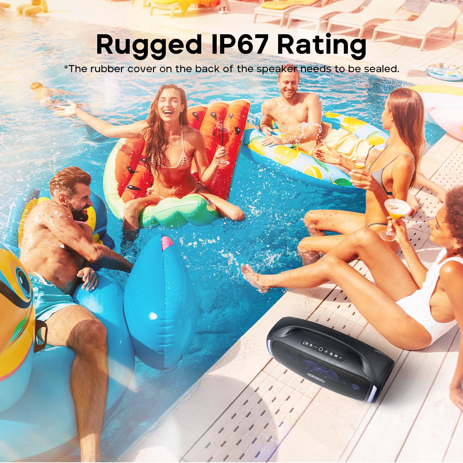 Tribit StormBox Blast 2 Bluetooth Speaker, 200W Portable Speaker with Subwoofer, XBass, LED Lights, Bluetooth 5.4, IP67, Custom EQ, 30H Playtime, Karaoke Function - Perfect for Outdoor Party/Garden