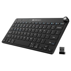 ZEBRONICS KEYPAD X1 Wireless Bluetooth Keyboard, Scissor Switches, 2.4GHz & Dual BT for (Mac | Android | Windows), Volume/Media Control Knob, Integrated Multimedia Keys