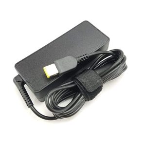 Len-OVO 65W Orignal USB Slim Tip Rectangular pin Laptop Adapter/Charger for Select Models of Lenovo Laptops Black- (with 3 Pin Power Cable)