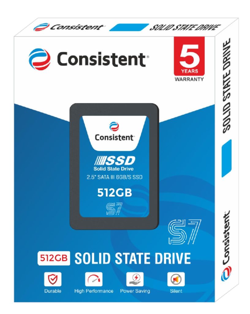 Consistent SSD 512GB 2.5 Inch SATA Internal SSD - Read: 550MB/s & Write: 500MB/s - Solid-State Drive 5 Year Warranty (512, GB)
