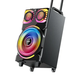 Intex Thriller 1300 Bluetooth Trolley Speaker 130W with Dual Wireless Mic, RGB Lights, USB/SD/AUX/FM, Remote Control, Rechargeable Battery, Portable Party Speaker with Handle & Wheels for Outdoor Use