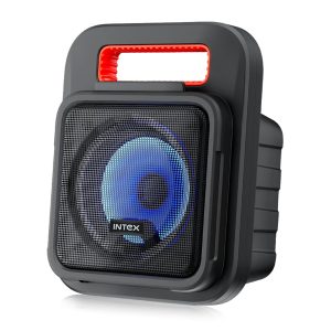 Intex IT 202 Portable Bluetooth Speaker, Front RGB Lights, FM Radio Function, Karaoke MIC, TF Card Playability, BT v5.0, Easy to Carry Handle
