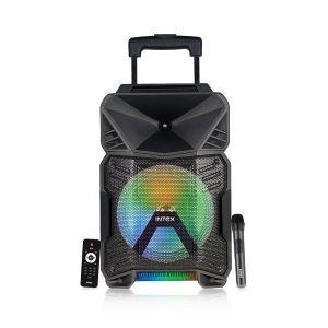 intex-thriller-450-bluetooth-trolley-speaker-40w-powerful-sound-with-wireless-karaoke-mic-led-display-tws-function-remote-deep-bass-party-speaker-black
