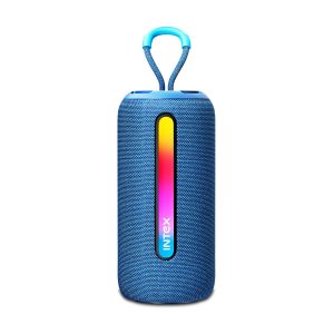 Intex Beast 10X Newly Launched Bluetooth Speaker | 360° Iconic Surround Sound | Rhythmic RGB LED Light | TWS Feature | Type-C Fast Charging | Upto 5 Hrs Playback | BT 5.4 for Party & Travel (Blue)