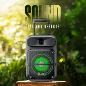 Intex Thriller 500 (S) Bluetooth Trolley Speaker | 50W Powerful Sound with Wireless Karaoke Mic | Upto 5 Hour | RGB Lights & LED Display | Recording Feature & Remote | Deep Bass Party Speaker (Black)