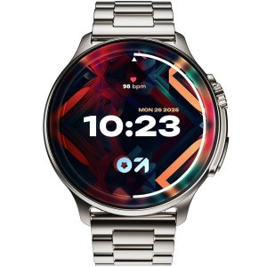 GOBOULT Crown R Pro Smart Watch 1.43" HD AMOLED, Bluetooth Calling, Working Crown, Zinc Alloy Frame, 600 Nits Brightness, AI Voice Assistant, SpO2 Monitoring, 120+ Sports Mode (Silver)