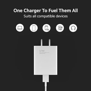 NIXST Original Charger Compatible XIAOMI 67W Sonic Charger 3.0 Charger Combo - White, AZ5