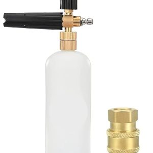 Plastic Adjustable Foam Cannon 1 Liter Bottle Snow Foam Lance, Brass Thread With 1/4" Quick Connector Foam Blaster For Pressure Gun