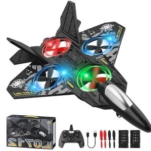 Remote Control Airplane for Kids, RC Glider Plane with Light Foam Aeroplane Fighter Jet for Kids Adults 6-16, Stunt Roll, Drones Airplane Toy Gift for Kids Boy