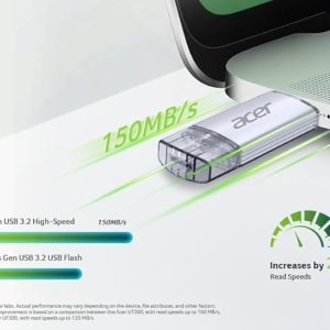 Acer UT300 Dual Port USB Flash Drive USB 3.2 Gen1 | 64 GB | USB-C & USB-A | Up to 150MB/s | Aluminum Alloy