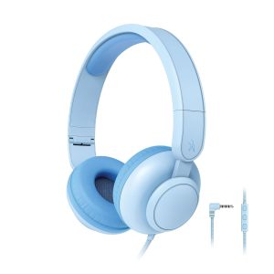 FINGERS HappyHertz Wired Headphones for Kids (85 dB Volume Limit Safe Sound, Super-Soft Cushions, Foldable Design, Tangle-Free Cable, Perfect for Music, Learning & Fun) - Cool Blue