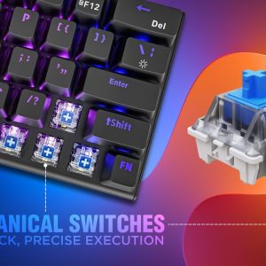 Intex Caliber Wireless Mechanical Blue Switch Gaming Keyboard with 50 Million Clicks| 20 Mode RGB Lights, 4 Level Brightness | Anty-Ghosting| 1.5m Plug & Play Cable, Multi-Device Pairing (Black)